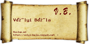 Vályi Béla névjegykártya